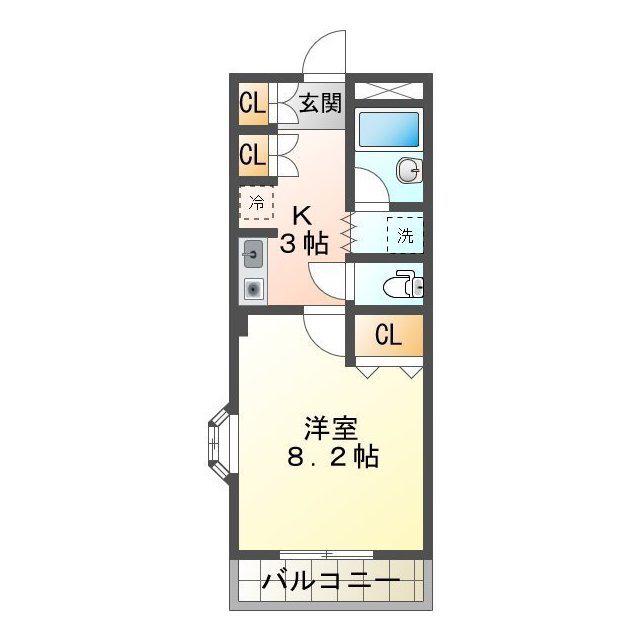 ルナール(1K/1階)の間取り写真