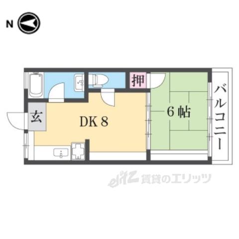 小池マンション北棟(1DK/3階)の間取り写真