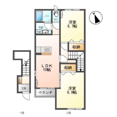 アヴァンティ(2LDK/2階)の間取り写真