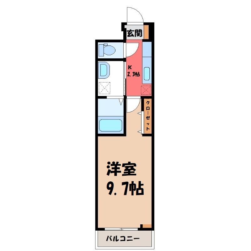 ヒカルサ深谷I(1K/1階)の間取り写真