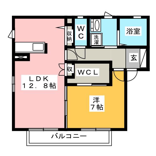 メノマーレ(1LDK/2階)の間取り写真