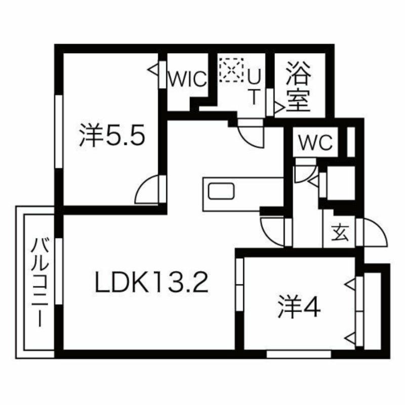 MON AMOUR-M豊平(2LDK/2階)の間取り写真
