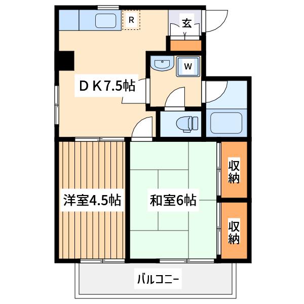 ソレイユ相武台(2DK/2階)の間取り写真