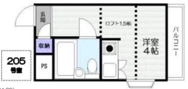 プリティメゾン(ワンルーム/2階)の間取り写真