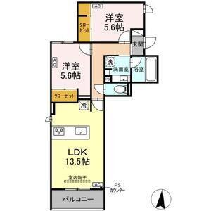 グラシア広路本町(2LDK/2階)の間取り写真
