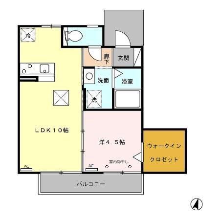 リビングタウン愛野(1LDK/1階)の間取り写真
