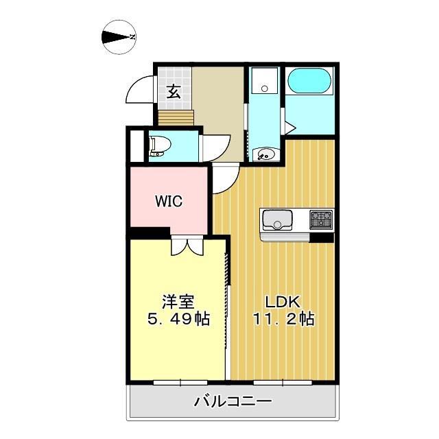 シャン・ド・フルール(1LDK/2階)の間取り写真