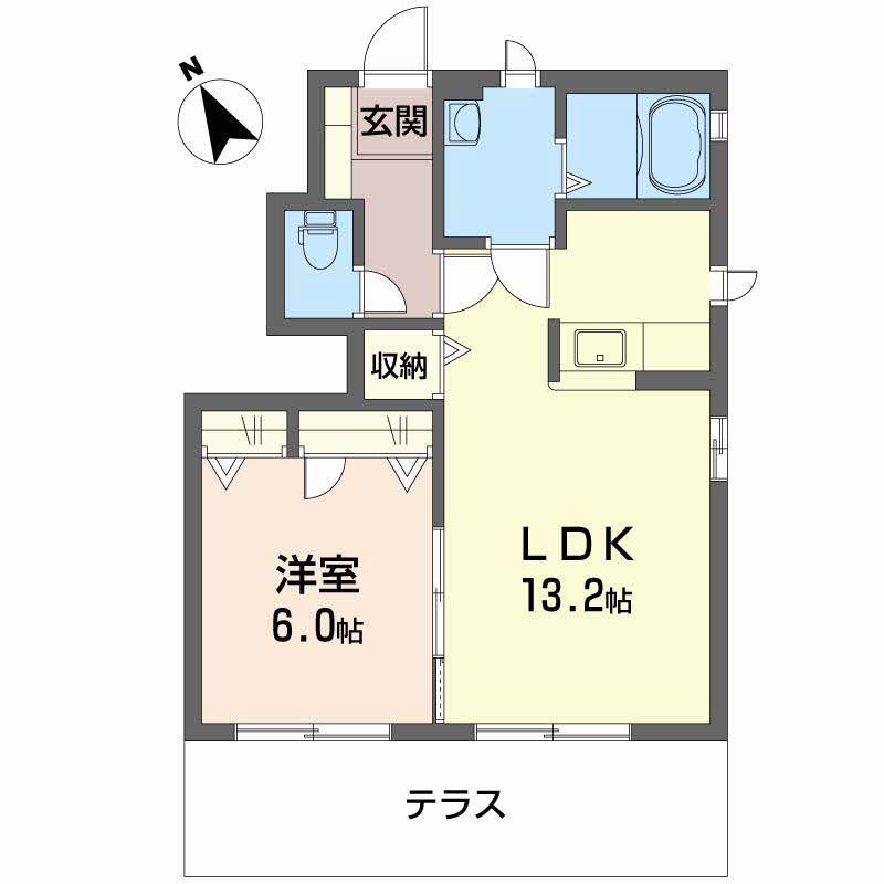 ヴァン・ベール C棟(1LDK/1階)の間取り写真