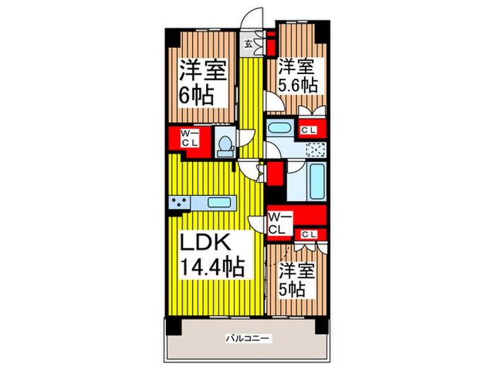 SHINTO CITY D棟(3LDK/10階)の間取り写真