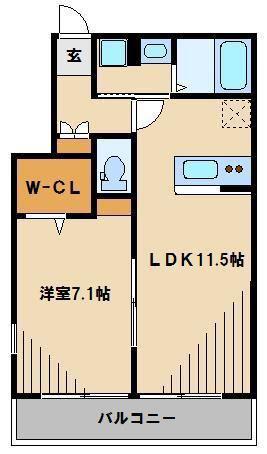 ルミエール(1LDK/1階)の間取り写真