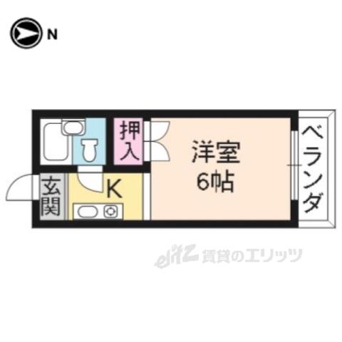 勧修ハイツ(1K/1階)の間取り写真