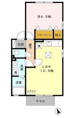 グランシャリオⅢ(1LDK/2階)の間取り写真