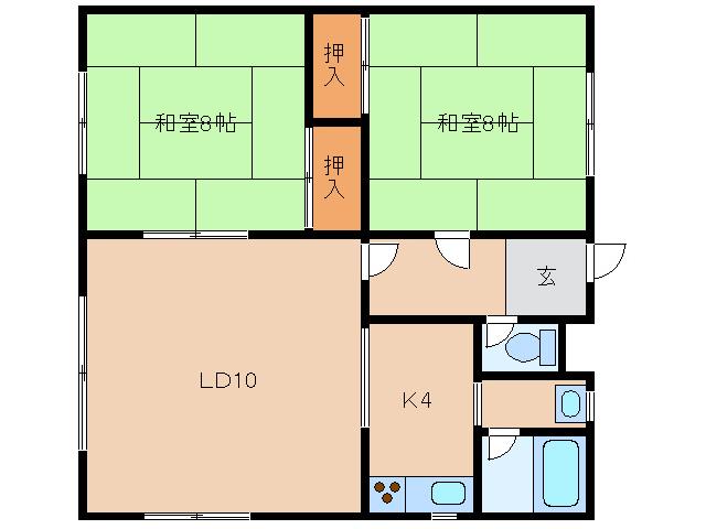 グランドハイツ(2LDK/2階)の間取り写真
