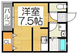 Aレガート東比恵駅前(ワンルーム/3階)の間取り写真