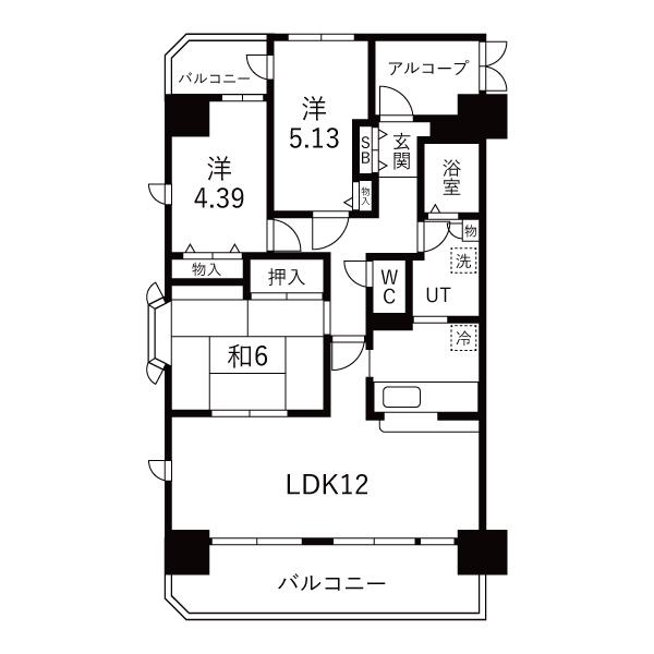 ロジェ千種(3LDK/5階)の間取り写真