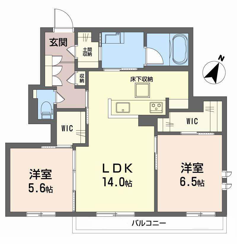 シャーメゾン上田中(2LDK/1階)の間取り写真