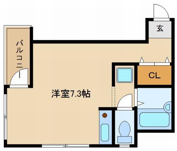 LADIES坂本ビル(1K/2階)の間取り写真