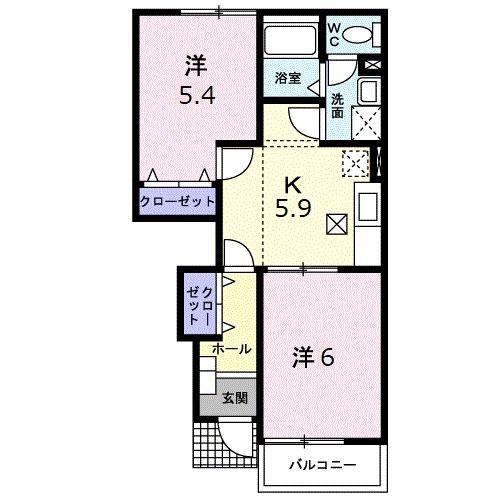 サンライズ松野(2DK/1階)の間取り写真