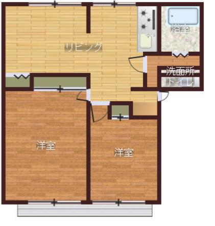ユニピアアラマキ(2LDK/1階)の間取り写真