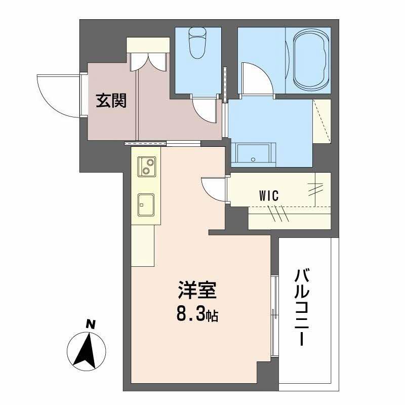 インセプション(ワンルーム/2階)の間取り写真