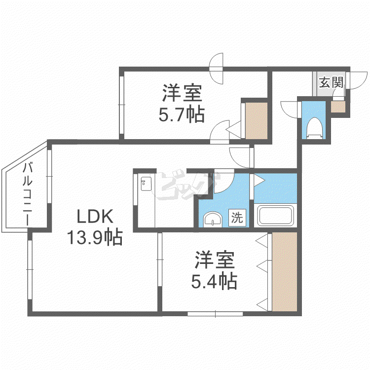 セントベル八軒(2LDK/2階)の間取り写真