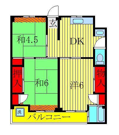 ビレッジハウス愛生6号棟(3DK/3階)の間取り写真