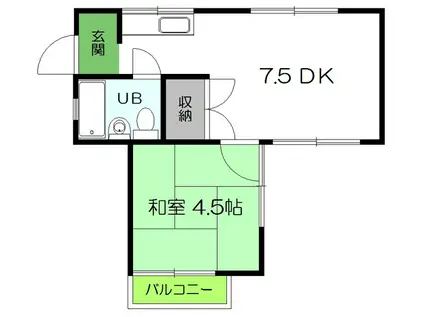 ハイツヤマサキ(1DK/2階)の間取り写真