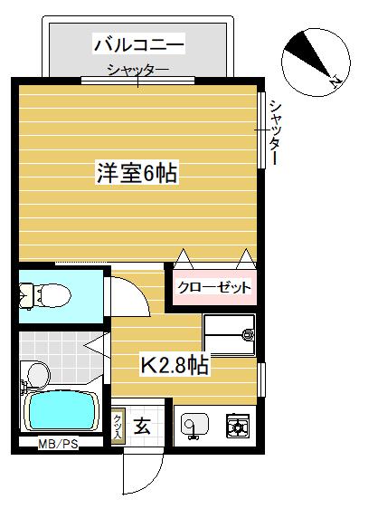 クレッシェンド目黒(1K/1階)の間取り写真