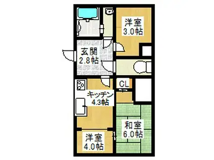 花立小田原アパート(3K/1階)の間取り写真