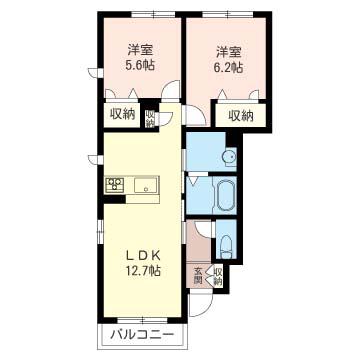 OHANA(2LDK/1階)の間取り写真
