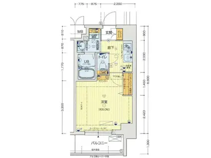 セオリー難波パレ(1K/4階)の間取り写真