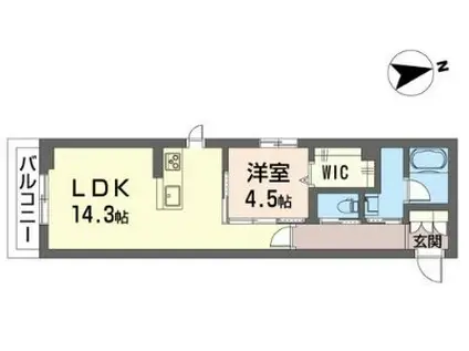 ボヌール(1LDK/3階)の間取り写真