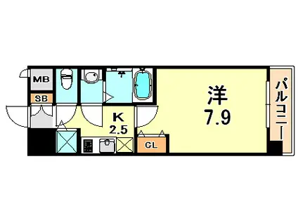 エスライズ新神戸Ⅱ(1K/2階)の間取り写真