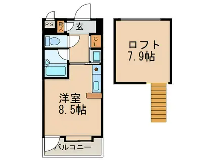 サンことひらA棟(ワンルーム/5階)の間取り写真