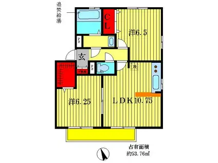 グリーンフォレストI(2LDK/2階)の間取り写真