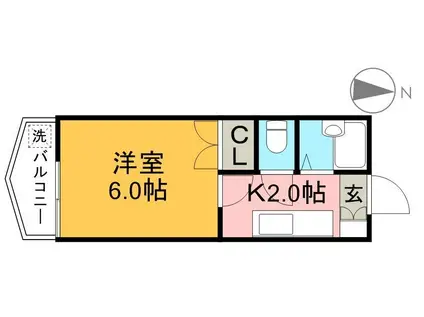 スカイプラザ新田(1K/4階)の間取り写真