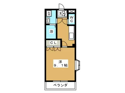 エレガントハウス桜(1K/2階)の間取り写真