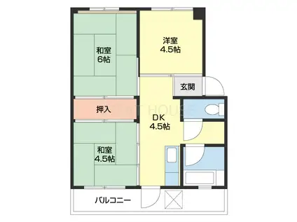 プレミアムハイツ榎原(3DK/2階)の間取り写真