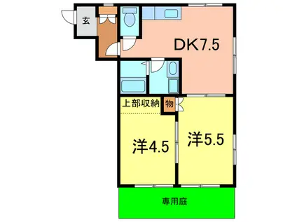 一ツ木マンション安井III(2DK/1階)の間取り写真