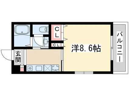 ドミトリオ仁王田(1K/5階)の間取り写真