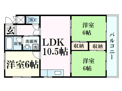 グレイス姫路(3LDK/4階)の間取り写真
