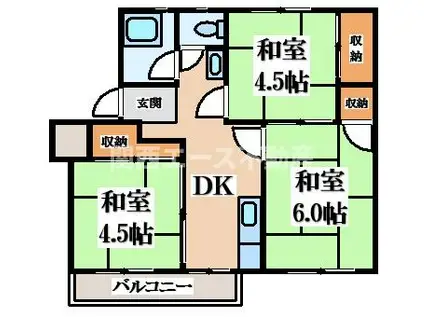 香里三井団地(3DK/5階)の間取り写真