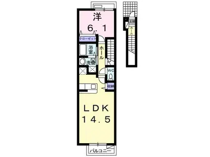 ポラリスII(1LDK/2階)の間取り写真