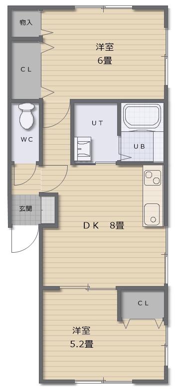 コーポラス富岡11号(2DK/2階)の間取り写真