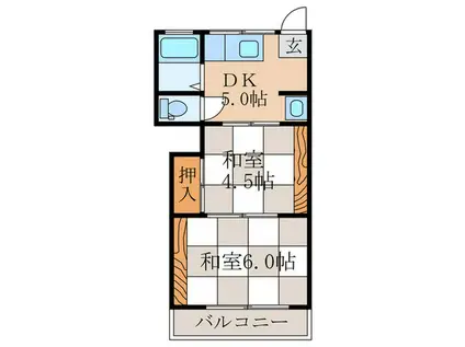 フォーブル高井(2DK/1階)の間取り写真