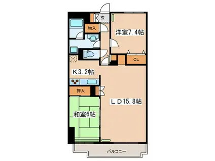 シャトーム北4条(2LDK/4階)の間取り写真