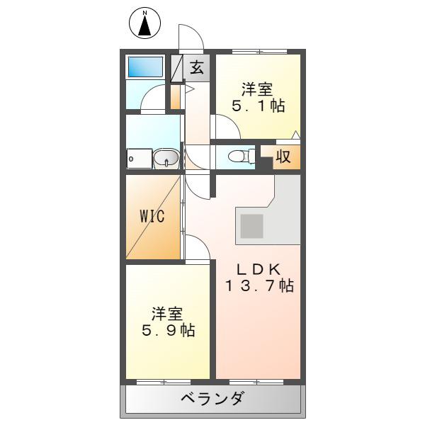 横山マンション(2LDK/8階)の間取り写真
