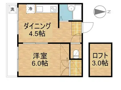 ラ・フィール南佐賀(1DK/2階)の間取り写真