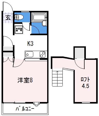 ノンとモモの詩1号館(1K/1階)の間取り写真