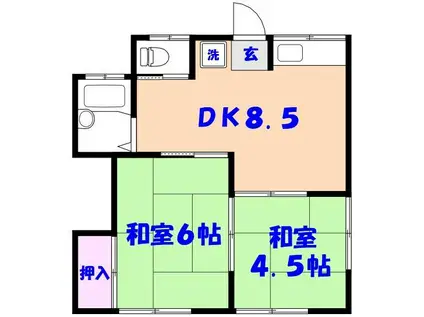 ハイツナカムラA(2DK/1階)の間取り写真